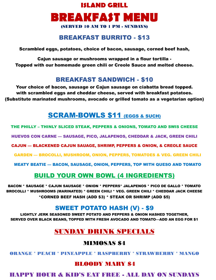 Breakfast Menu