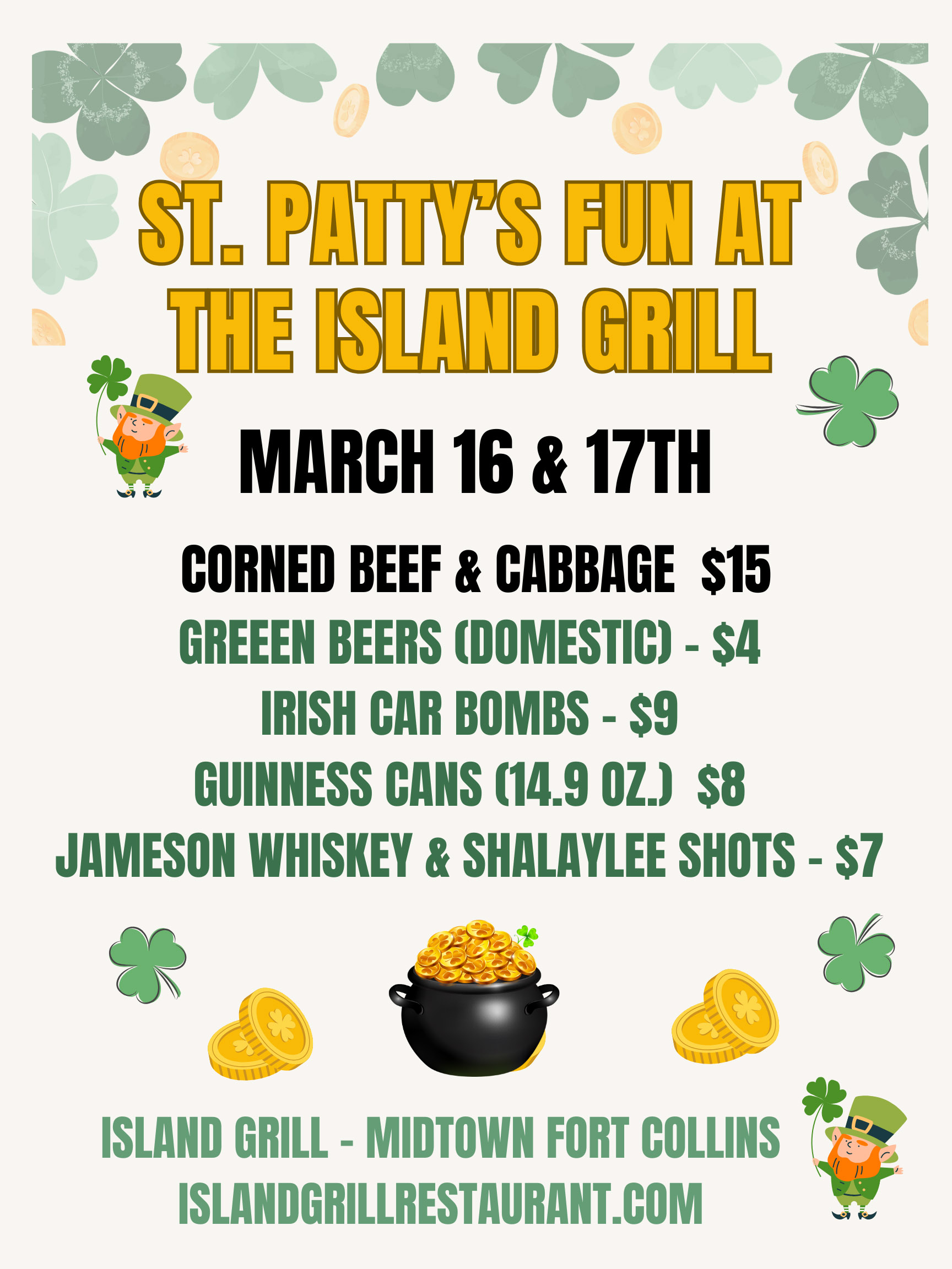 St. Patty's Day at Island Grill Restaurant